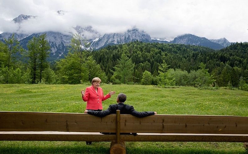 El presidente Barack Obama y la Canciller Angela Merkel en G7 Cumbre en Alemania